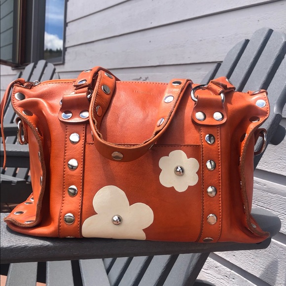 Hammitt Handbags - HAMMITT Westwood One of a Kind Painted Studded Leather Satchel Handbag